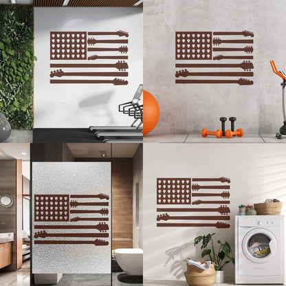 Mural And Wall Vinyl Decal United States Patriot Flag Guitar Music Musical Room Self Adhesive