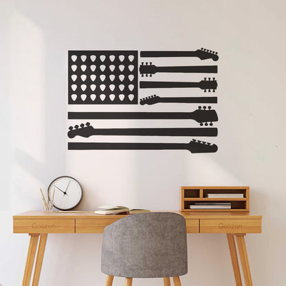 Mural And Wall Vinyl Decal United States Patriot Flag Guitar Music Musical Room Self Adhesive