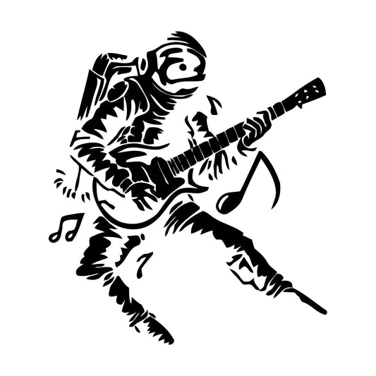 Wall Vinyl Sticker Decor Astronaut Spacesuit Musician Rock Music Guitar Multi Color Selection