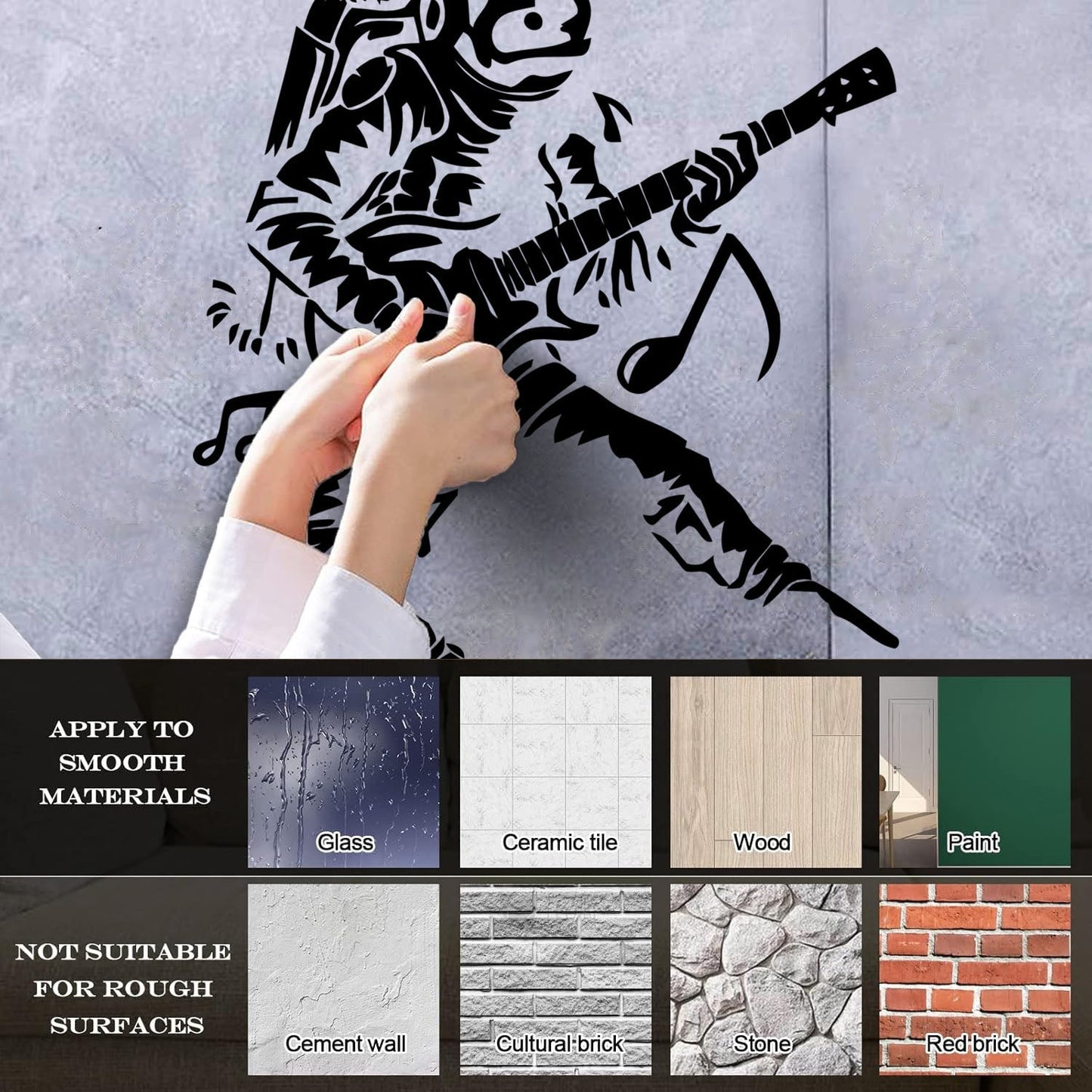 Wall Vinyl Sticker Decor Astronaut Spacesuit Musician Rock Music Guitar Multi Color Selection