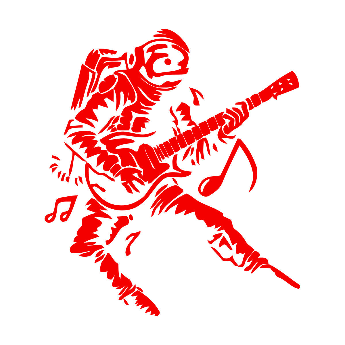 Wall Vinyl Sticker Decor Astronaut Spacesuit Musician Rock Music Guitar Multi Color Selection