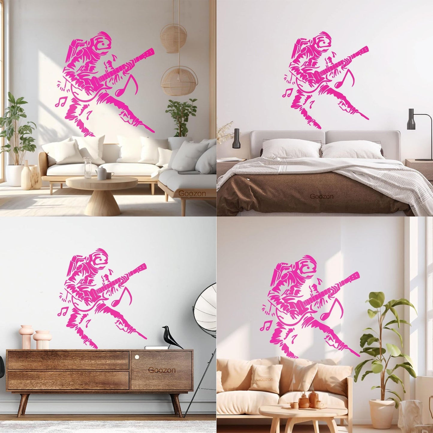 Wall Vinyl Sticker Decor Astronaut Spacesuit Musician Rock Music Guitar Multi Color Selection