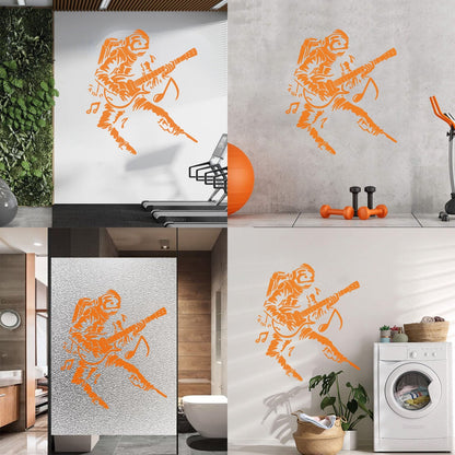 Wall Vinyl Sticker Decor Astronaut Spacesuit Musician Rock Music Guitar Multi Color Selection