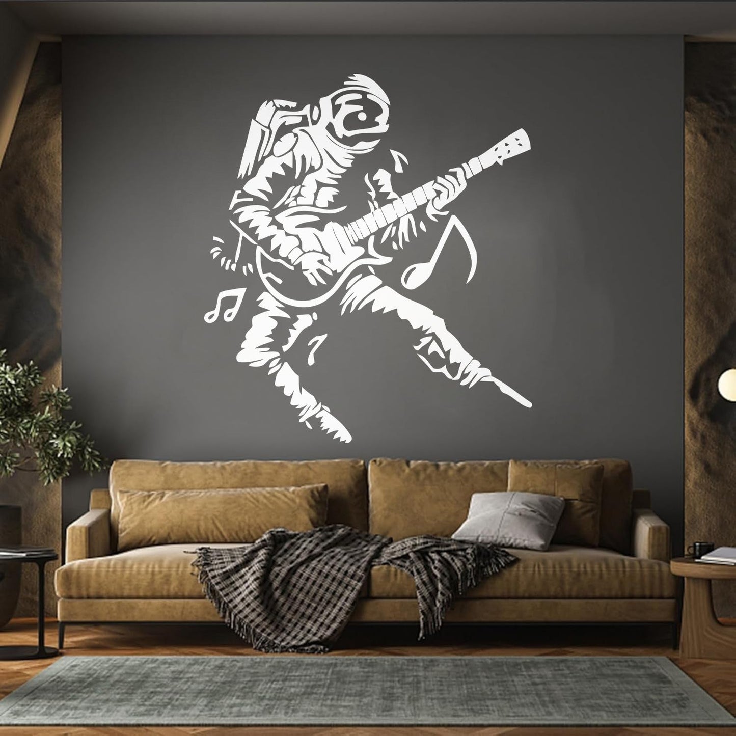 Wall Vinyl Sticker Decor Astronaut Spacesuit Musician Rock Music Guitar Multi Color Selection