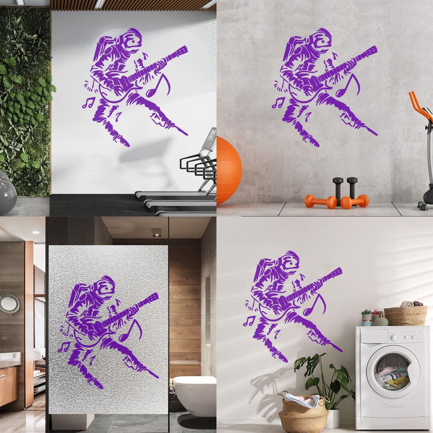 Wall Vinyl Sticker Decor Astronaut Spacesuit Musician Rock Music Guitar Multi Color Selection