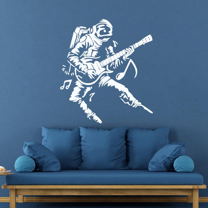 Wall Vinyl Sticker Decor Astronaut Spacesuit Musician Rock Music Guitar Multi Color Selection