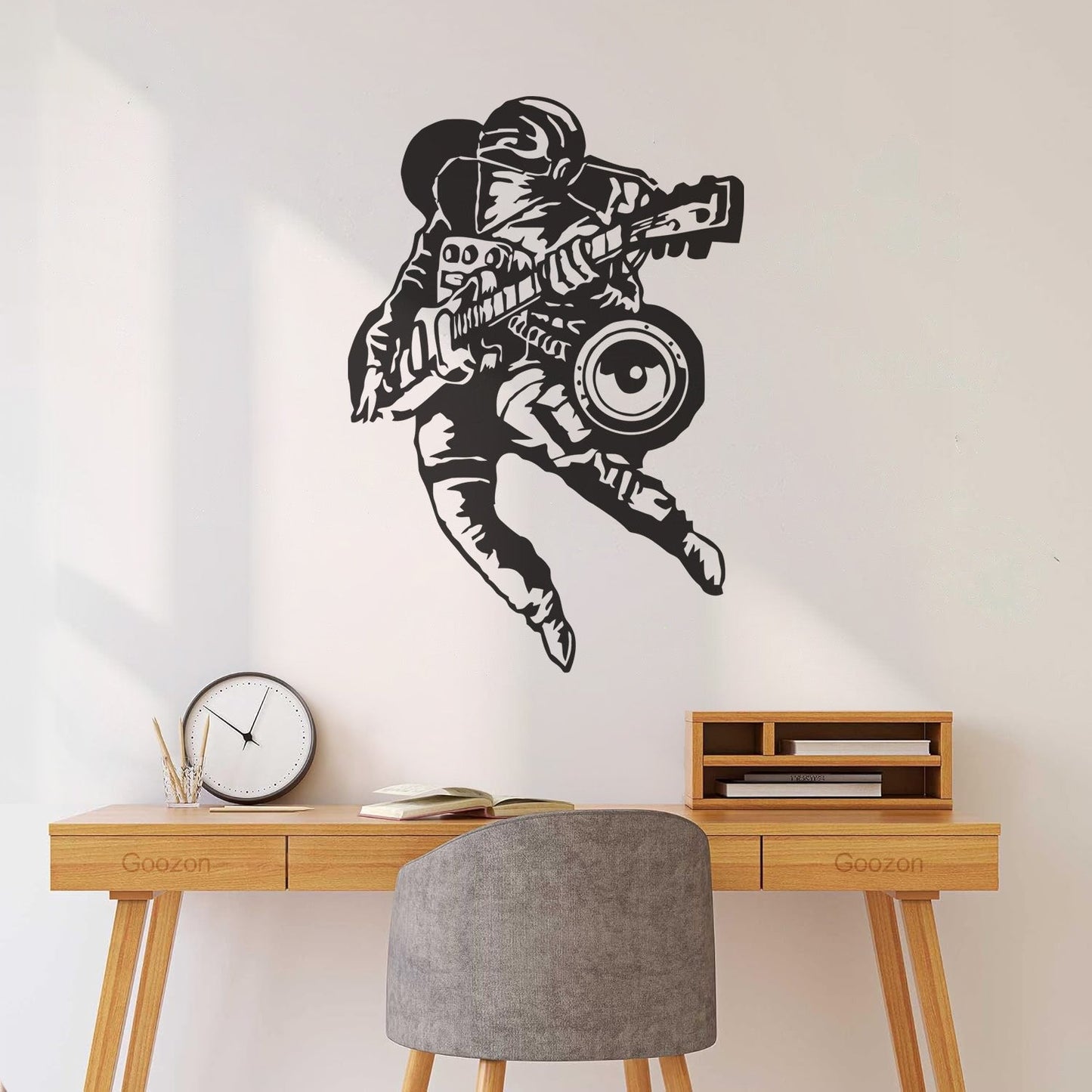Fine Carving Stickers Cool Astronaut Musician Guitar Player Rock Music Space Equipped With Transfer Film Kit