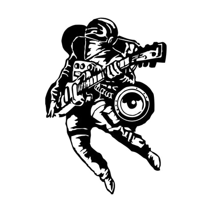 Fine Carving Stickers Cool Astronaut Musician Guitar Player Rock Music Space Equipped With Transfer Film Kit