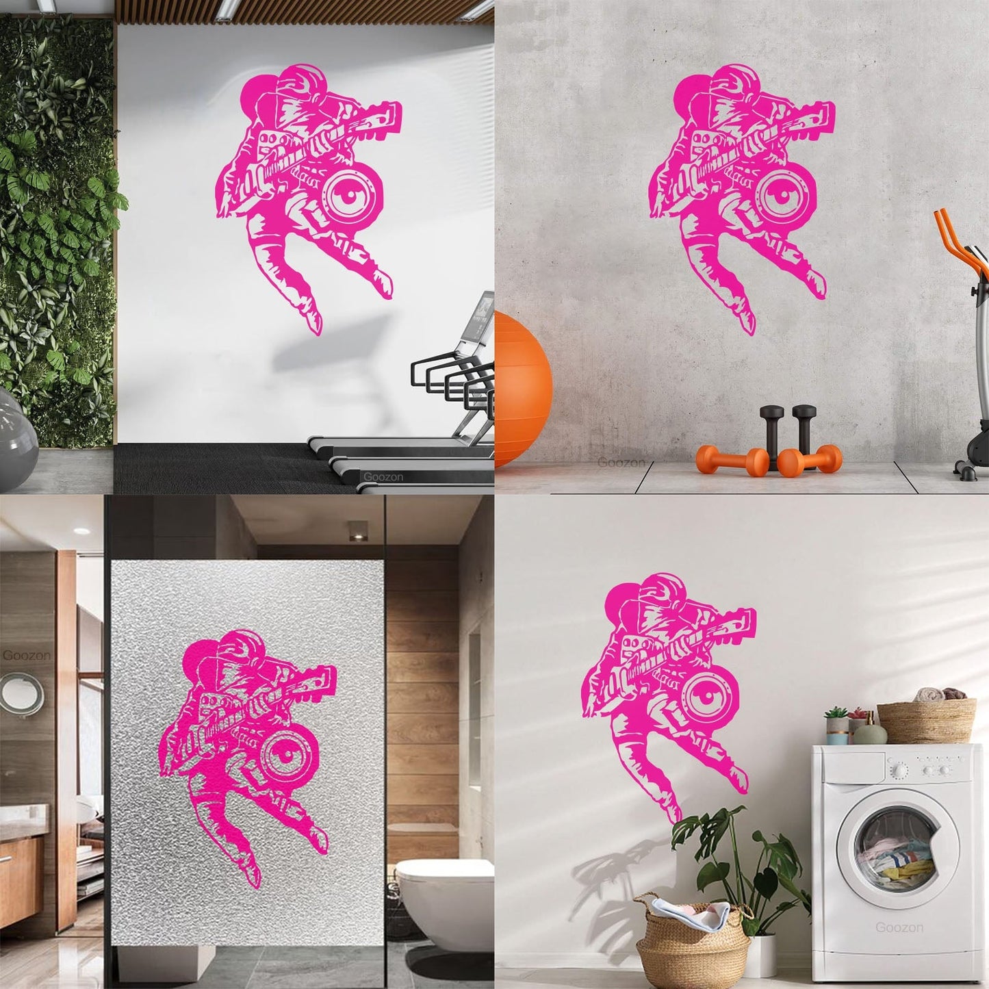 Fine Carving Stickers Cool Astronaut Musician Guitar Player Rock Music Space Equipped With Transfer Film Kit