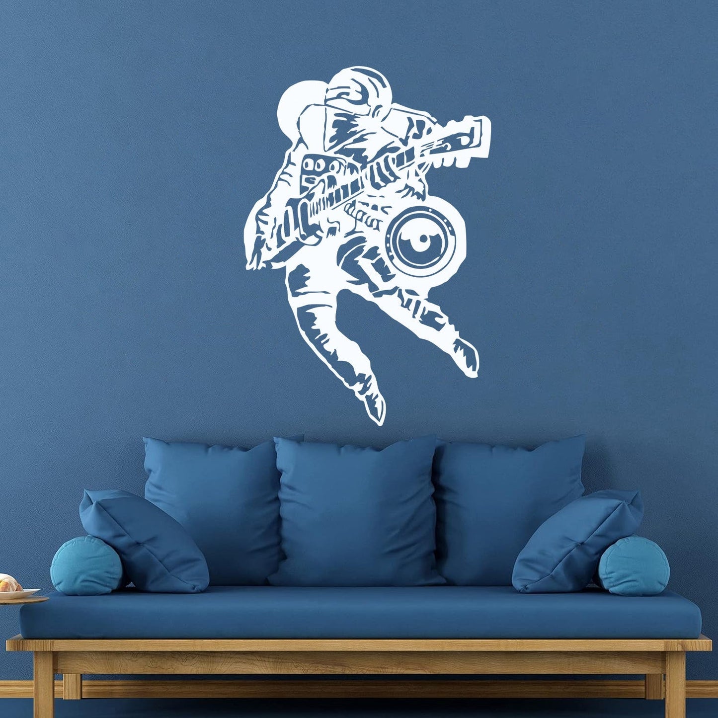 Fine Carving Stickers Cool Astronaut Musician Guitar Player Rock Music Space Equipped With Transfer Film Kit