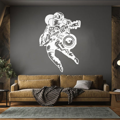 Fine Carving Stickers Cool Astronaut Musician Guitar Player Rock Music Space Equipped With Transfer Film Kit
