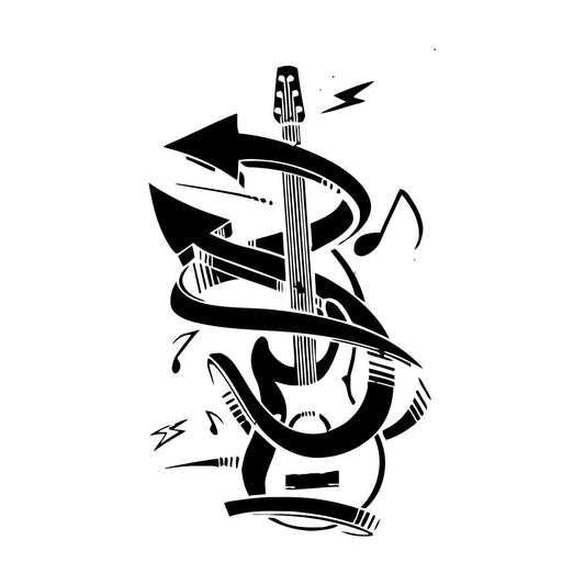 Guitar Music Instrument Rock Wall Stickers Easy Installation