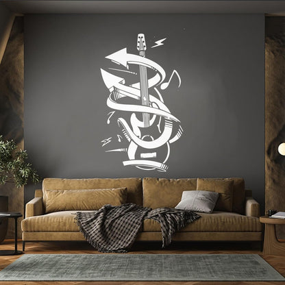 Guitar Music Instrument Rock Wall Stickers Easy Installation