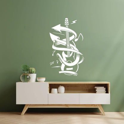 Guitar Music Instrument Rock Wall Stickers Easy Installation