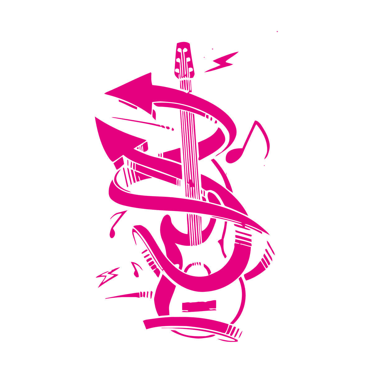 Guitar Music Instrument Rock Wall Stickers Easy Installation