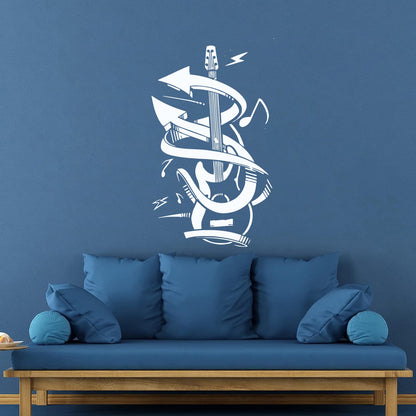 Guitar Music Instrument Rock Wall Stickers Easy Installation