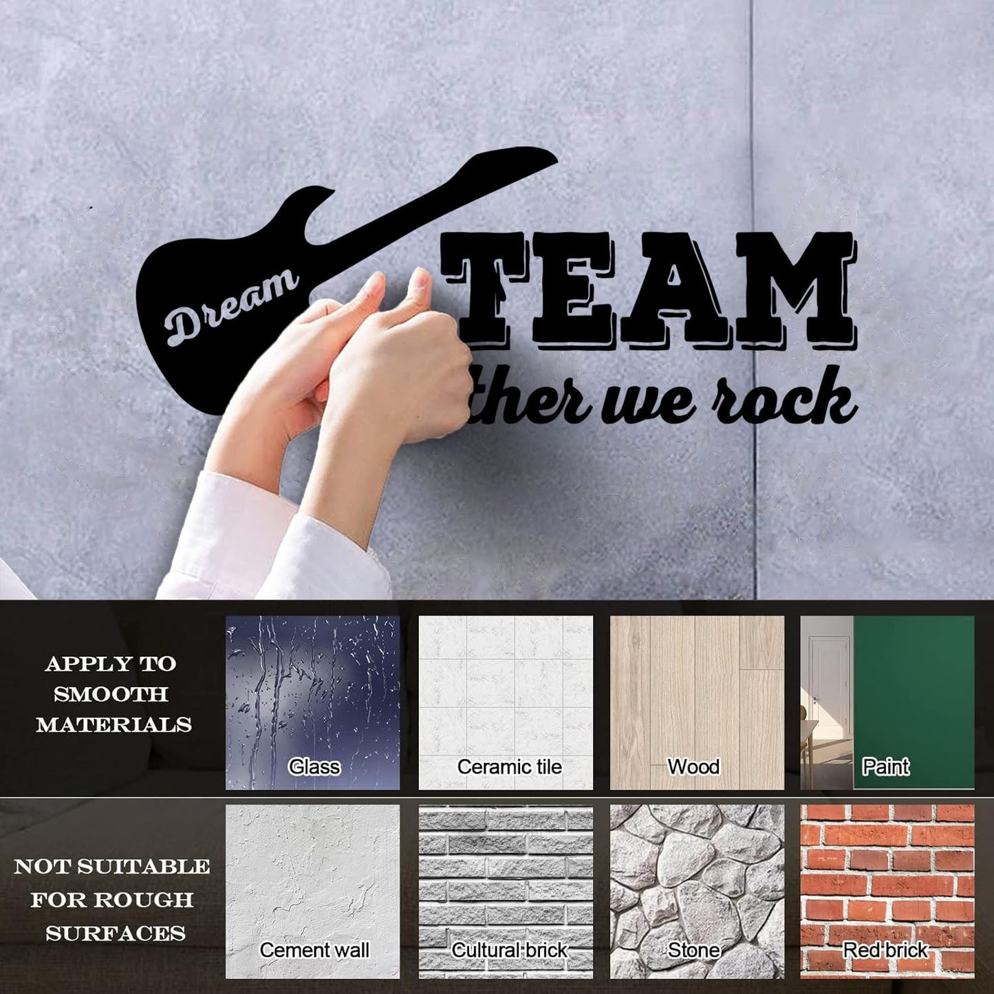 Fine Carving Decals Guitar Phrase Words Rock Music Art Mural Painting