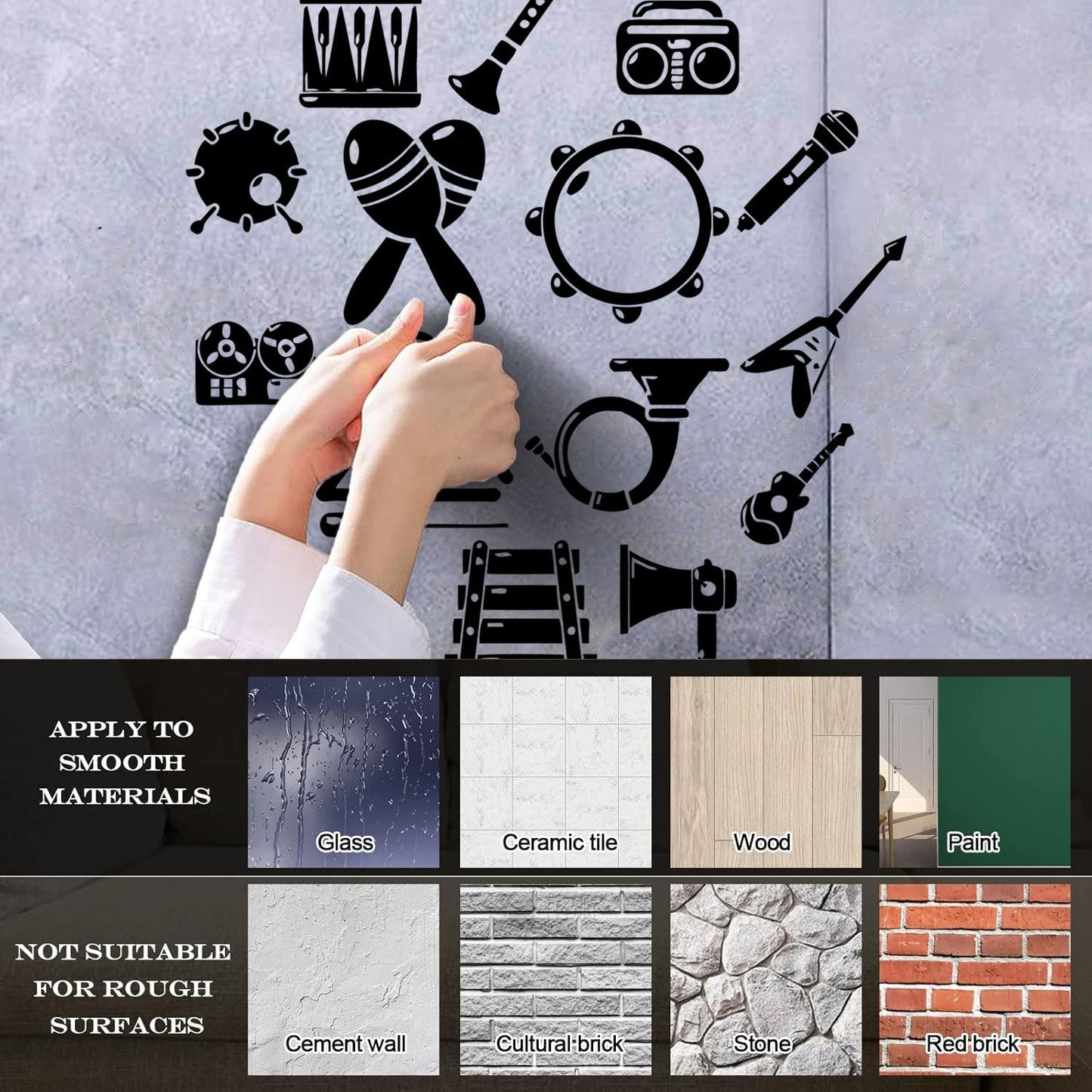 Vinyl Art Sticker Musical Instruments Music Guitar Piano Multiple Size Options