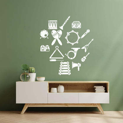 Vinyl Art Sticker Musical Instruments Music Guitar Piano Multiple Size Options