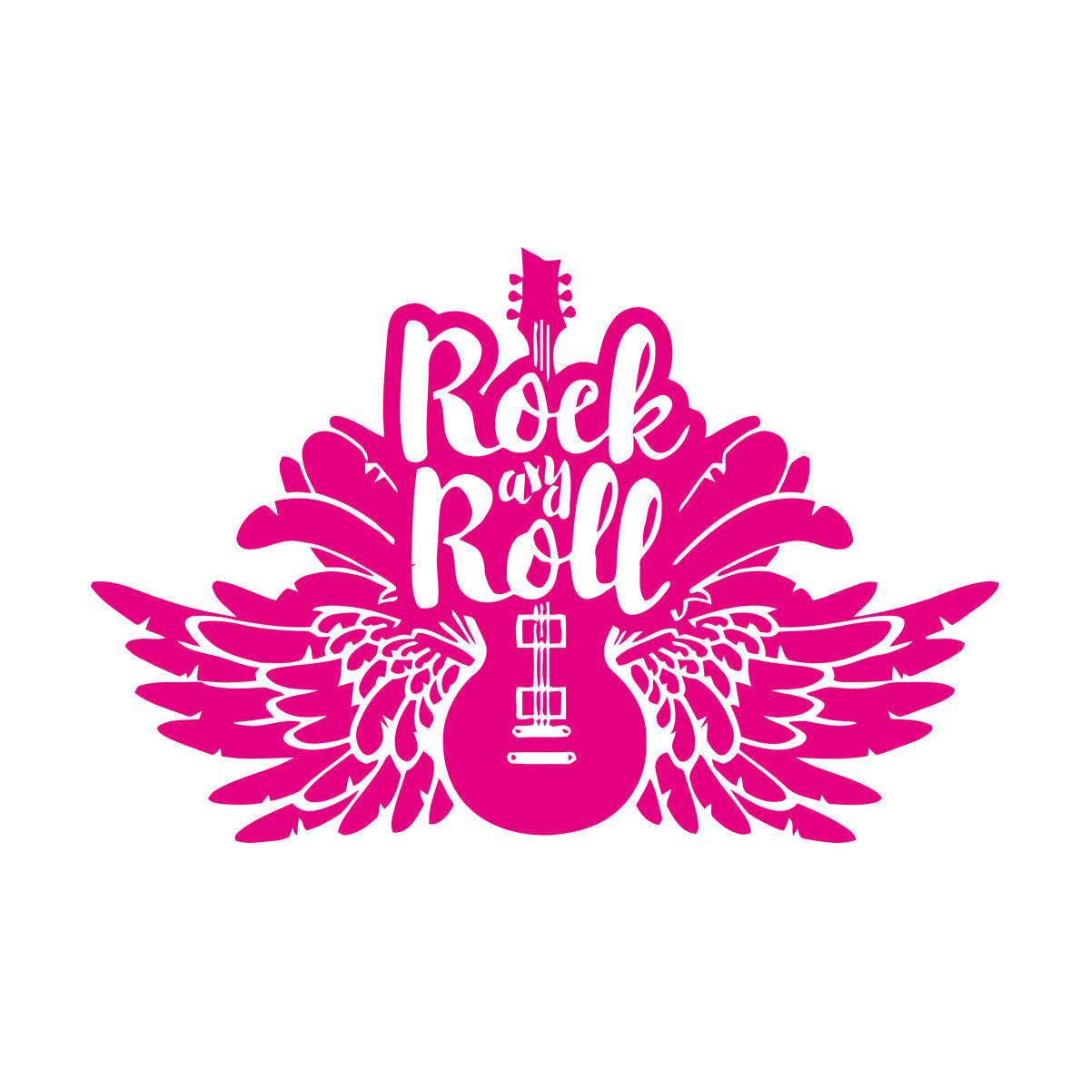 Engraving Stickers Music Guitar Wings Rock And Roll Words Waterproof
