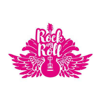 Engraving Stickers Music Guitar Wings Rock And Roll Words Waterproof