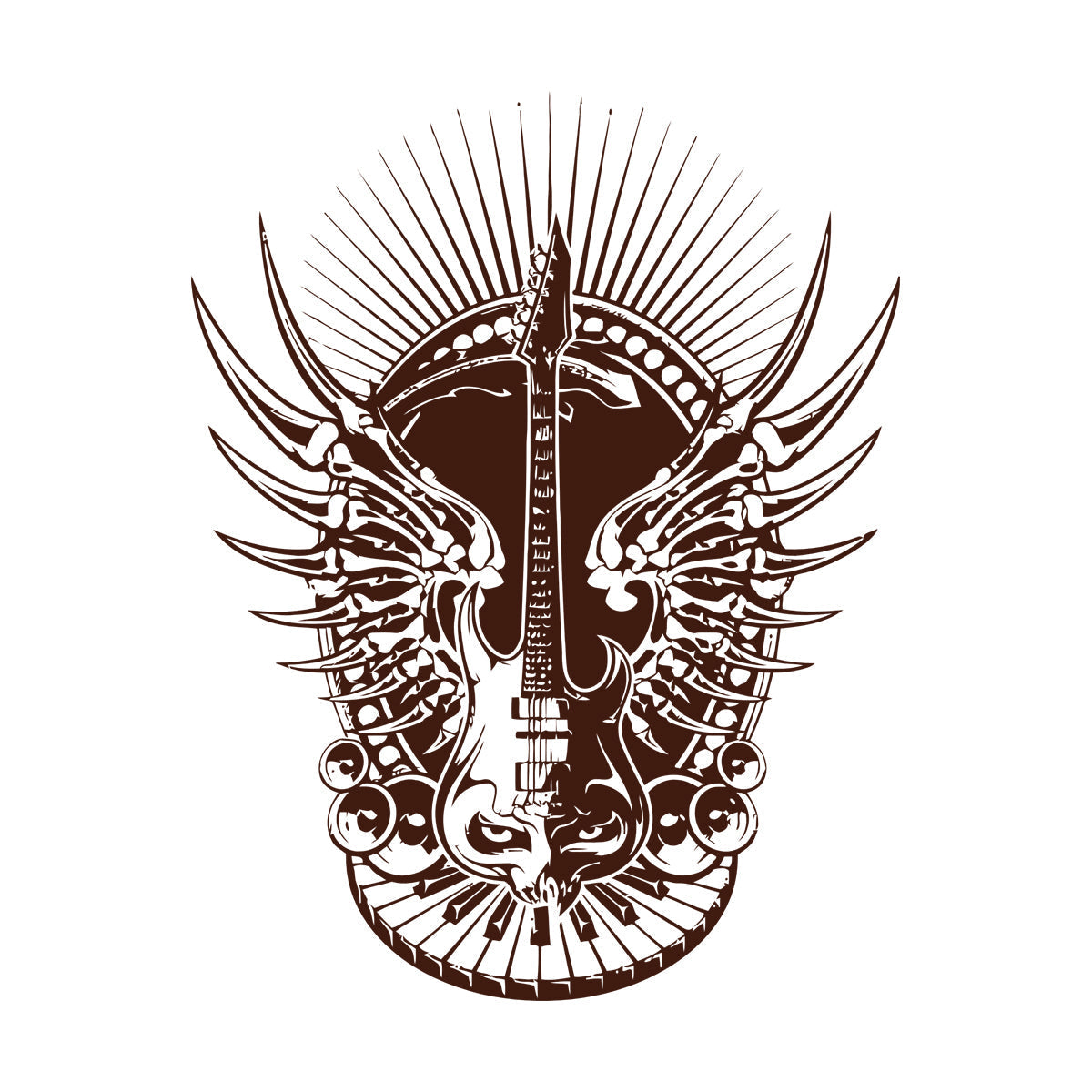 Lettering Decals Music Keyboard Piano Guitar Rock Sound Skeleton Bones It Won'T Fall Off