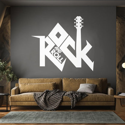 Rock And Roll Word Lettering Music Guitar Lettering Stickers Can Modify And Add Information
