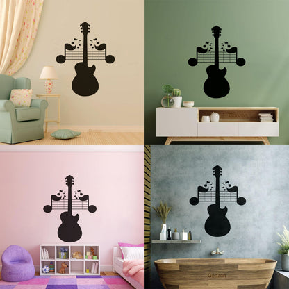 Wall Decals Paster Paper Sheet Music Guitar Musical Instrument Art Decoration