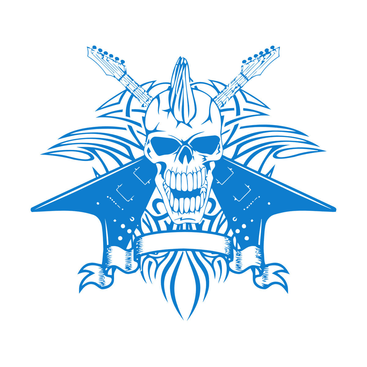 Vinyl Wall Stickers Skull Skeleton Punk Rock Guitar Music Wall Beautification