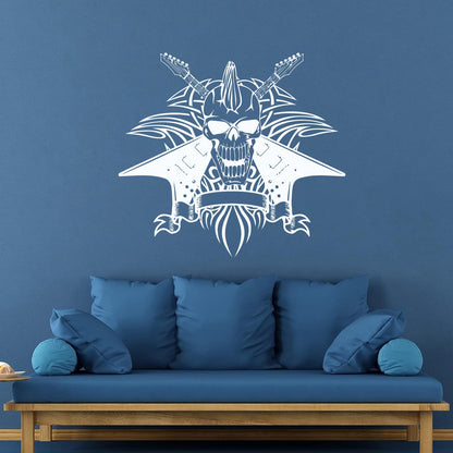 Vinyl Wall Stickers Skull Skeleton Punk Rock Guitar Music Wall Beautification