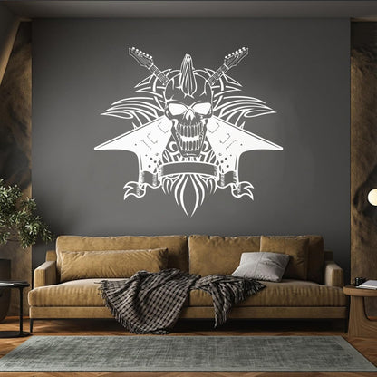 Vinyl Wall Stickers Skull Skeleton Punk Rock Guitar Music Wall Beautification