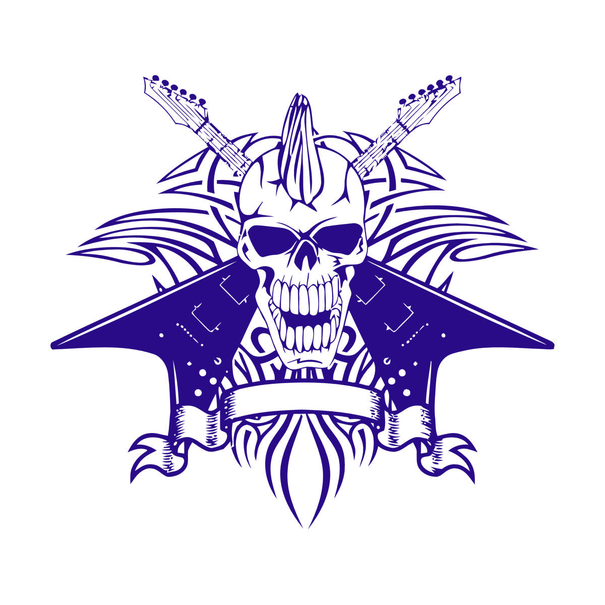 Vinyl Wall Stickers Skull Skeleton Punk Rock Guitar Music Wall Beautification