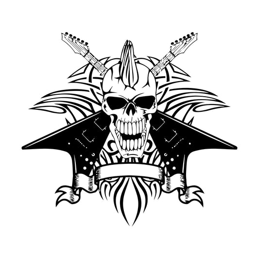 Vinyl Wall Stickers Skull Skeleton Punk Rock Guitar Music Wall Beautification