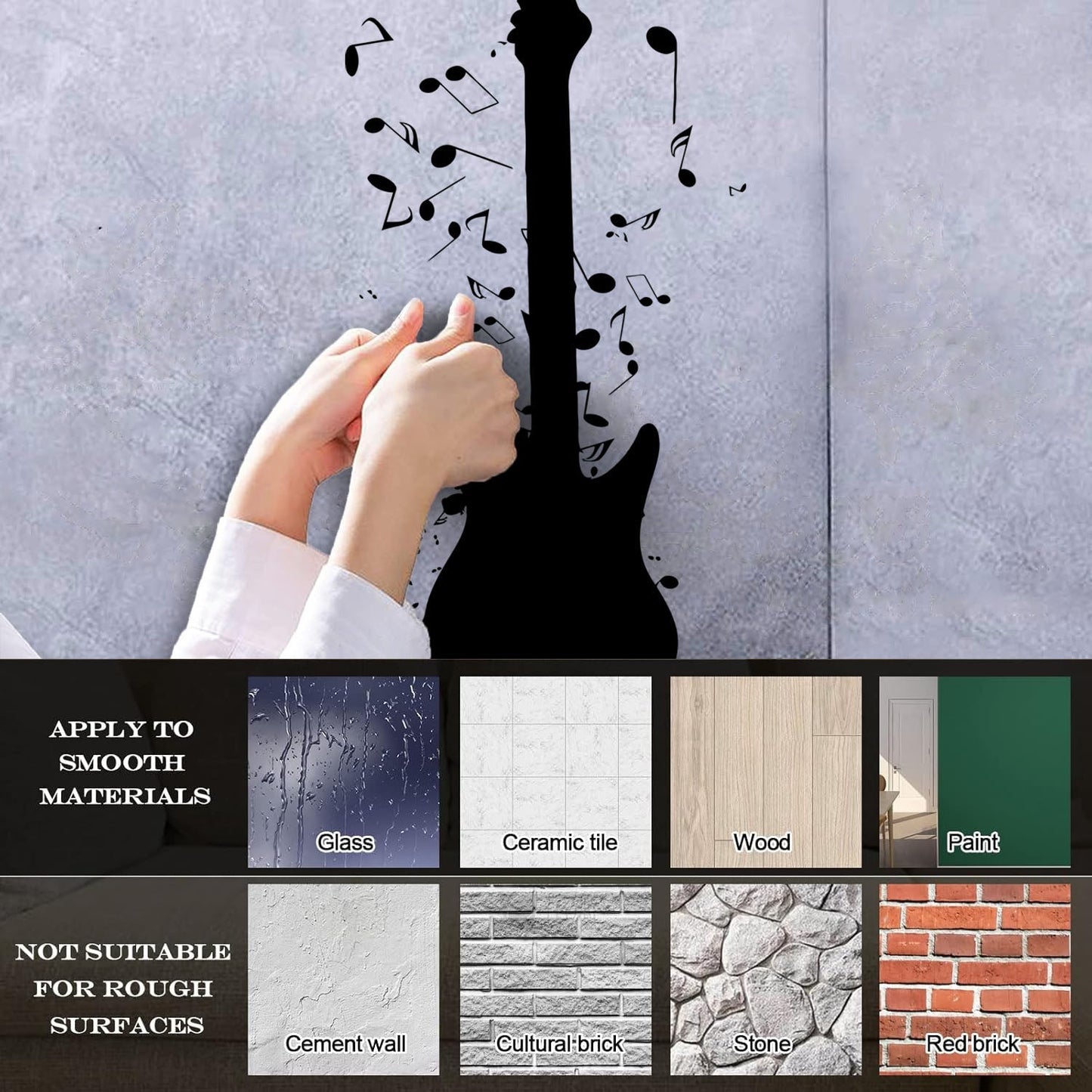 Guitar Notes Rock'N'Roll Music Vinyl Wall Decals Window Decals