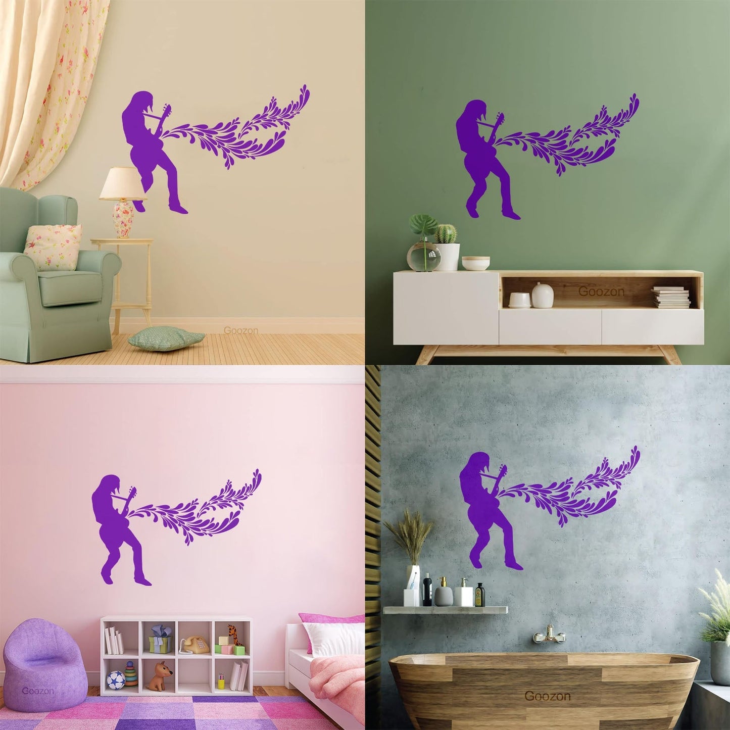 Engraving Decals Rock Music Guitar Rock N Roll Glass Stickers