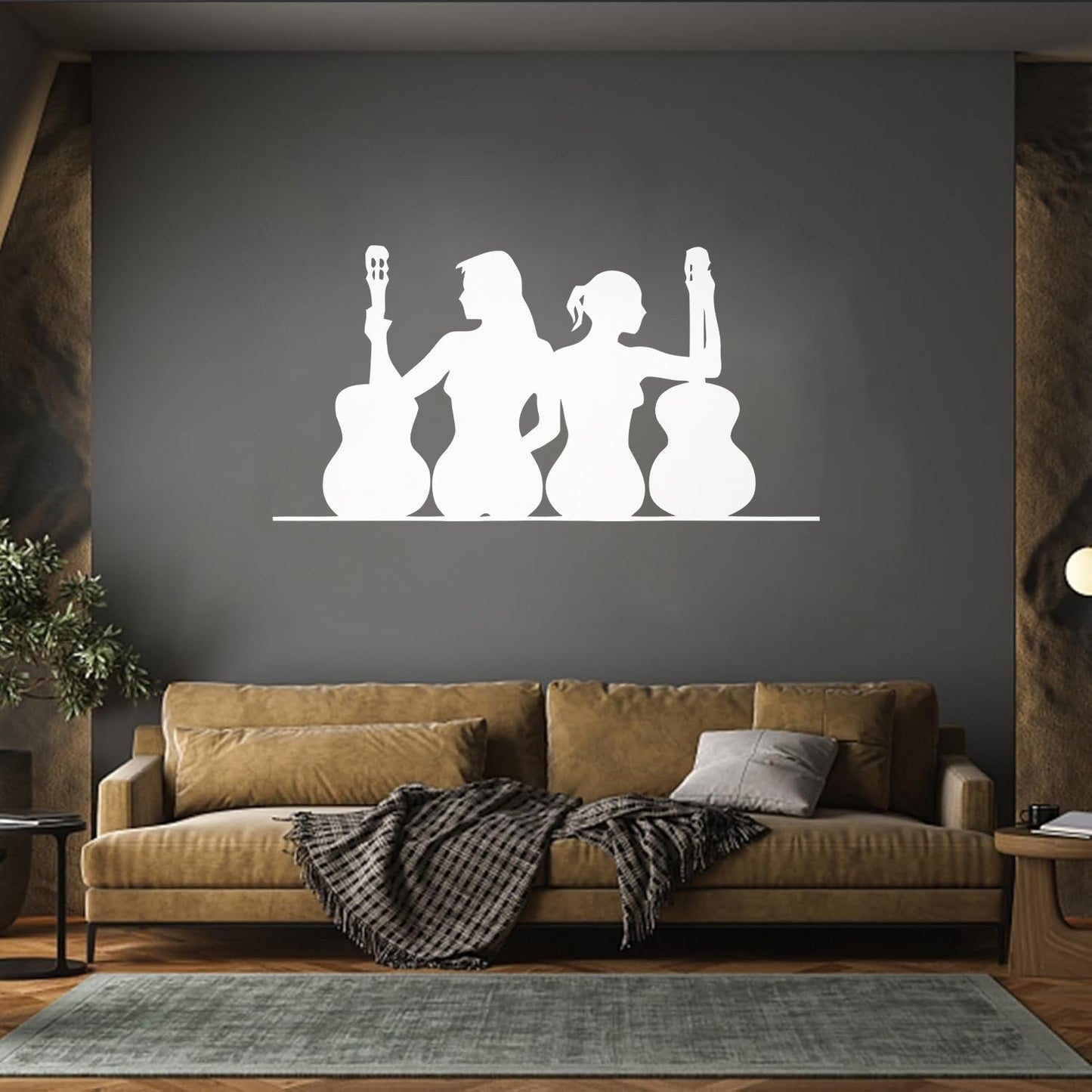 Mural And Wall Vinyl Decal Appeal Girl Music Guitar Silhouette Cool Store Decoration
