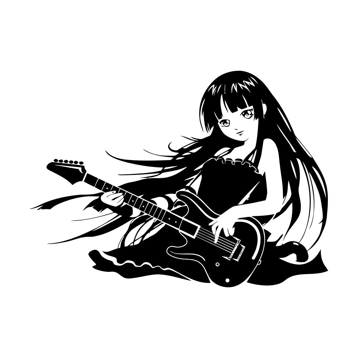 Wall Vinyl Sticker Decor Anime Girl With Guitar Music Cool Manga Removable Without Leaving Glue