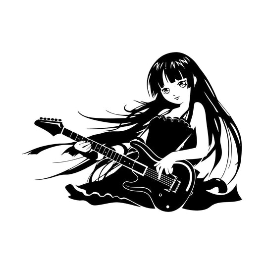 Wall Vinyl Sticker Decor Anime Girl With Guitar Music Cool Manga Removable Without Leaving Glue