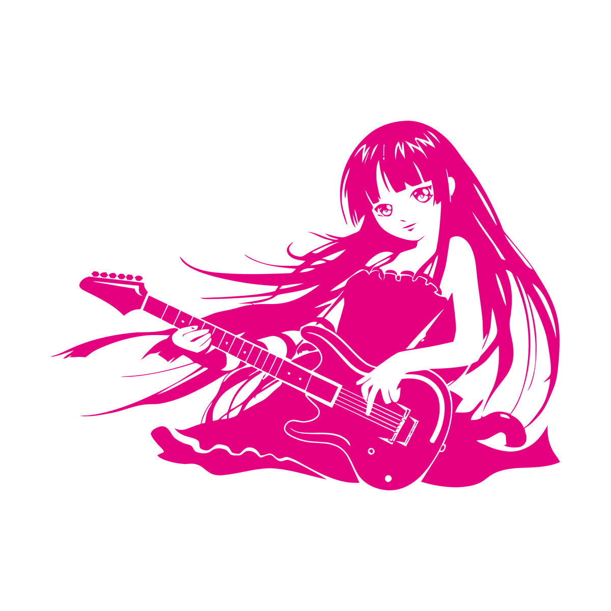 Wall Vinyl Sticker Decor Anime Girl With Guitar Music Cool Manga Removable Without Leaving Glue
