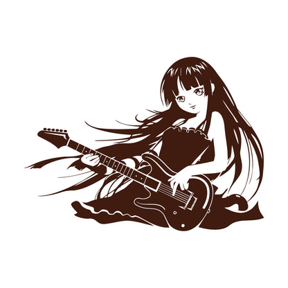Wall Vinyl Sticker Decor Anime Girl With Guitar Music Cool Manga Removable Without Leaving Glue