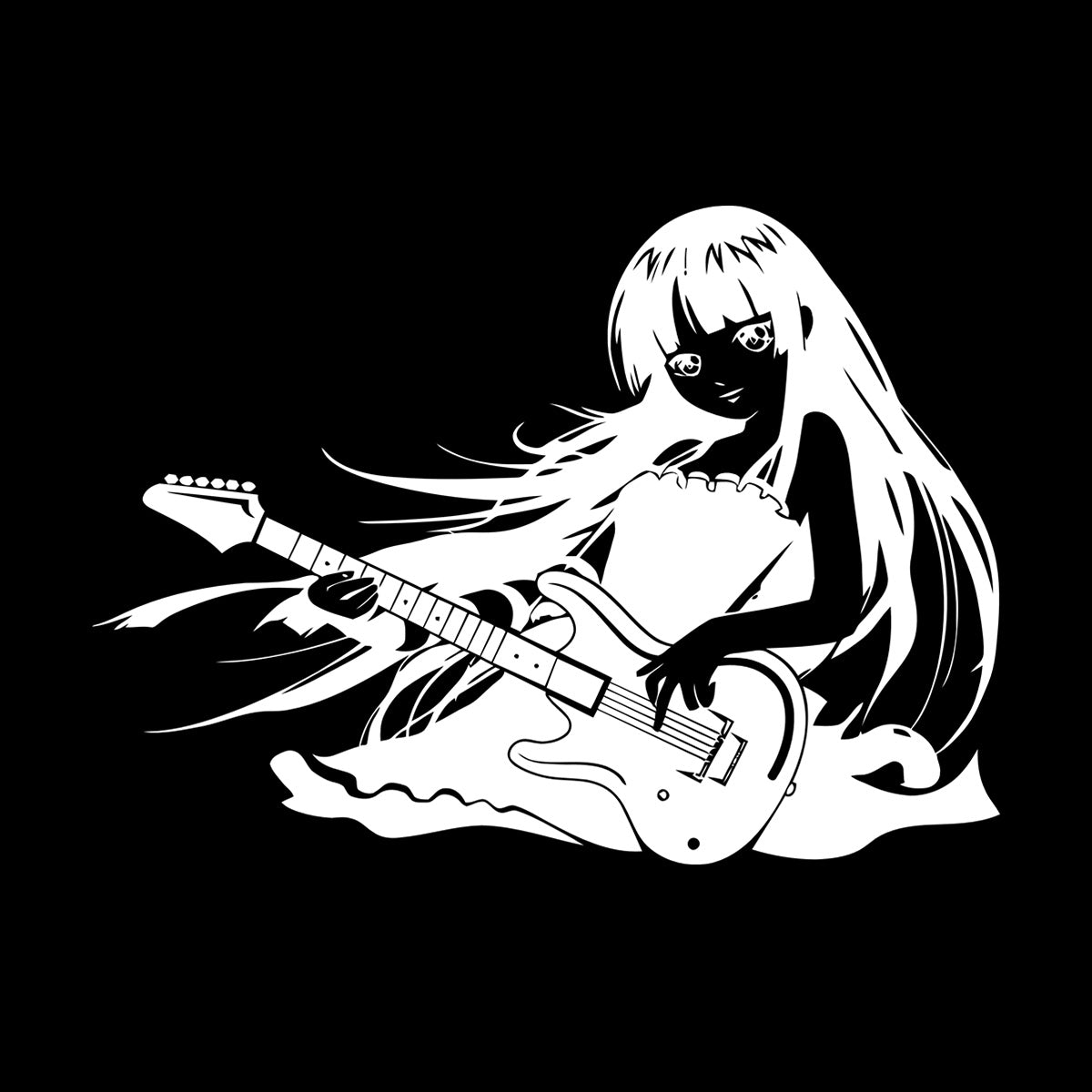 Wall Vinyl Sticker Decor Anime Girl With Guitar Music Cool Manga Removable Without Leaving Glue