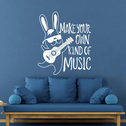 Rabbit Guitar Funny Quote Make Your Own Music Home Fine Carving Decals Multi Color Selection