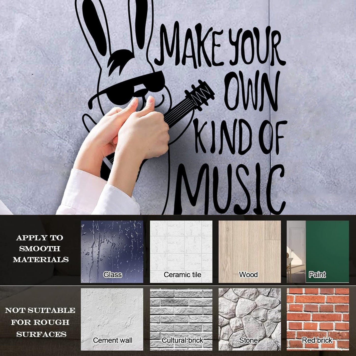 Rabbit Guitar Funny Quote Make Your Own Music Home Fine Carving Decals Multi Color Selection