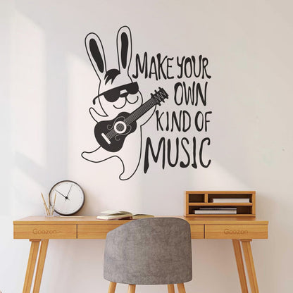 Rabbit Guitar Funny Quote Make Your Own Music Home Fine Carving Decals Multi Color Selection