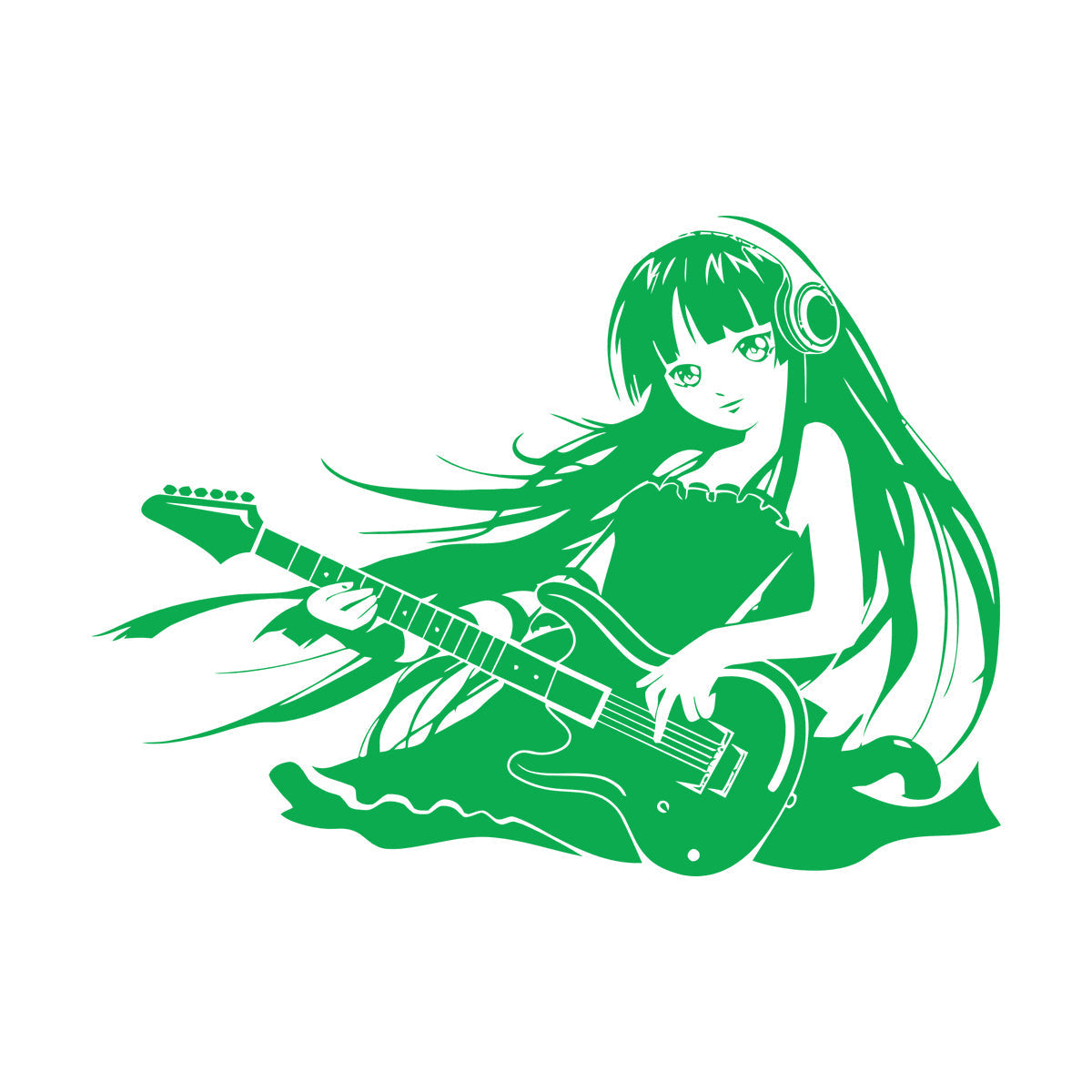 Vinyl Art Sticker Anime Girl Music Guitar Cool Equipped With Transfer Film Kit