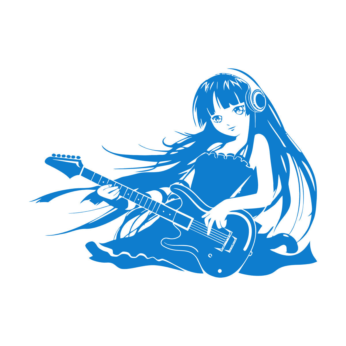Vinyl Art Sticker Anime Girl Music Guitar Cool Equipped With Transfer Film Kit