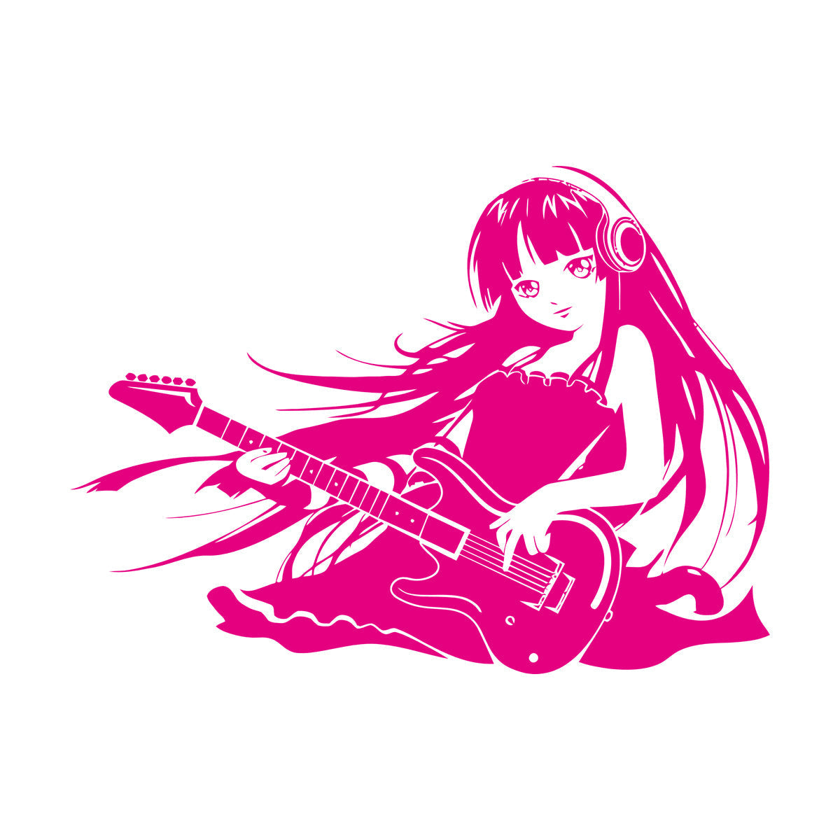 Vinyl Art Sticker Anime Girl Music Guitar Cool Equipped With Transfer Film Kit
