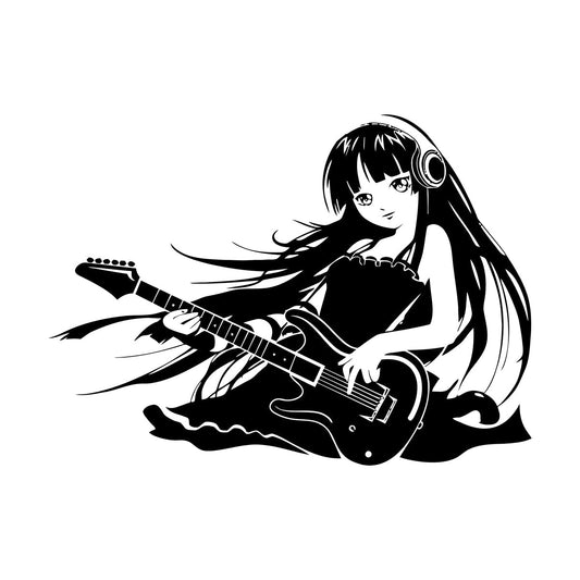 Vinyl Art Sticker Anime Girl Music Guitar Cool Equipped With Transfer Film Kit