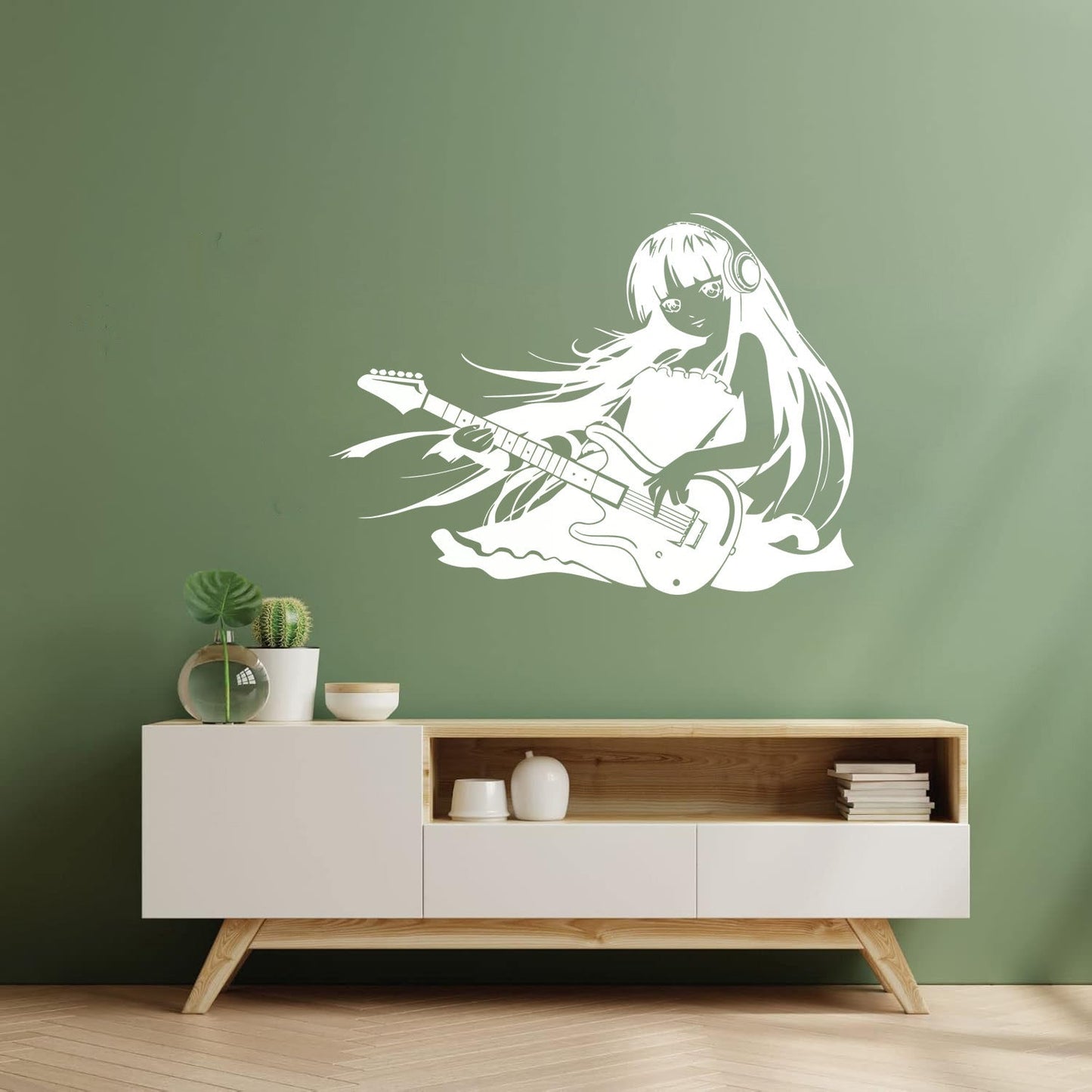 Vinyl Art Sticker Anime Girl Music Guitar Cool Equipped With Transfer Film Kit
