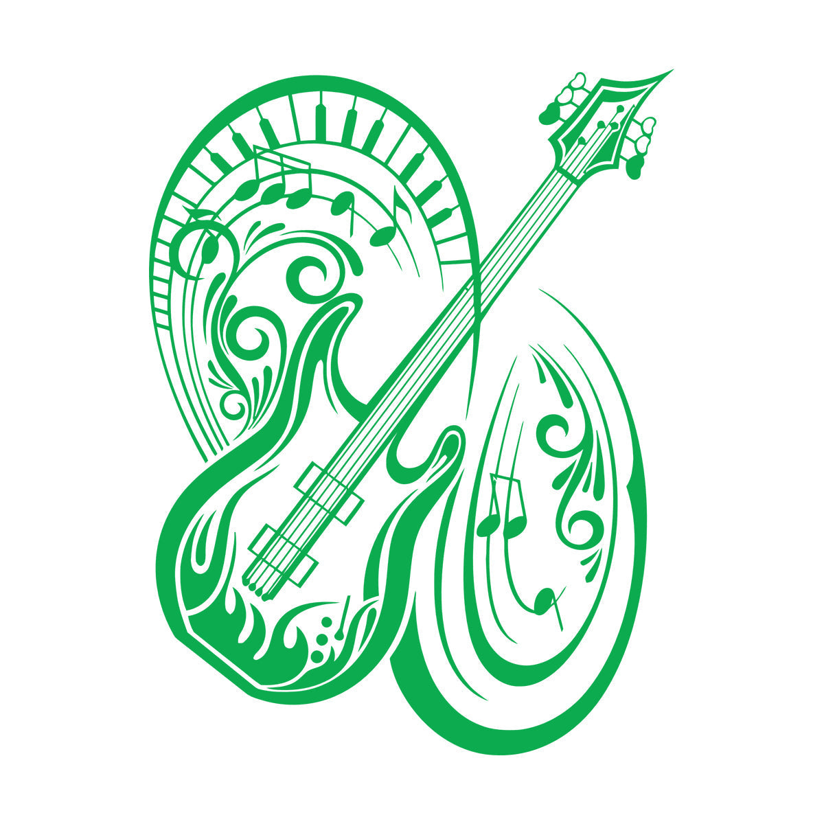 Engraving Stickers Music Guitar Musical Instrument Notes Easy Installation